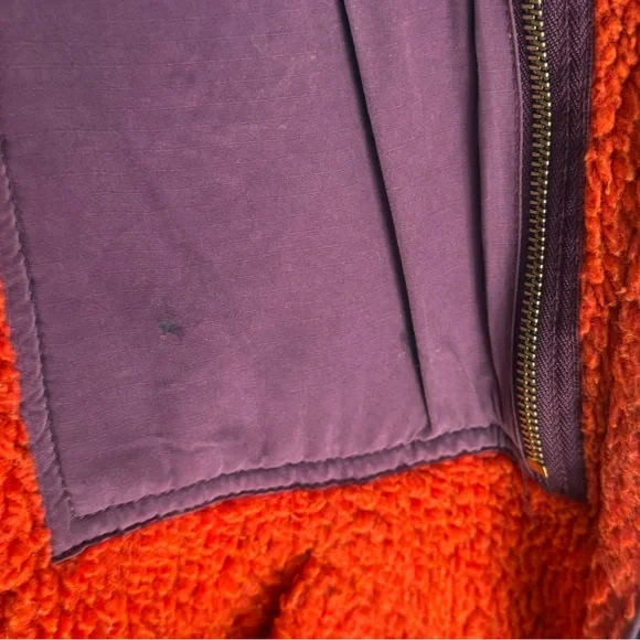 Free People Rivington fleece zip up size Small red with black purple vintage - Picture 12 of 16